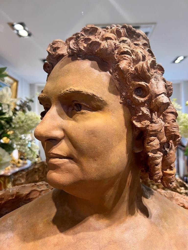 Large Terracotta Female Bust Of Felix. Carpenter (1858-1924)-photo-1