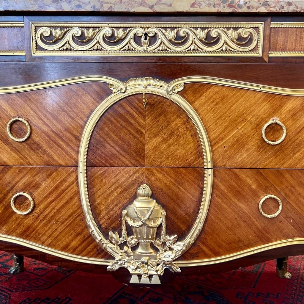 Commode Transition Of Ceremony Garnished With Bronzes And Marble Top XIX Ieme-photo-2