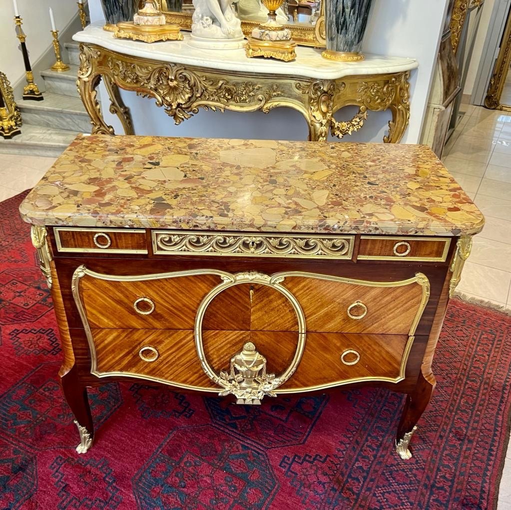 Commode Transition Of Ceremony Garnished With Bronzes And Marble Top XIX Ieme-photo-3