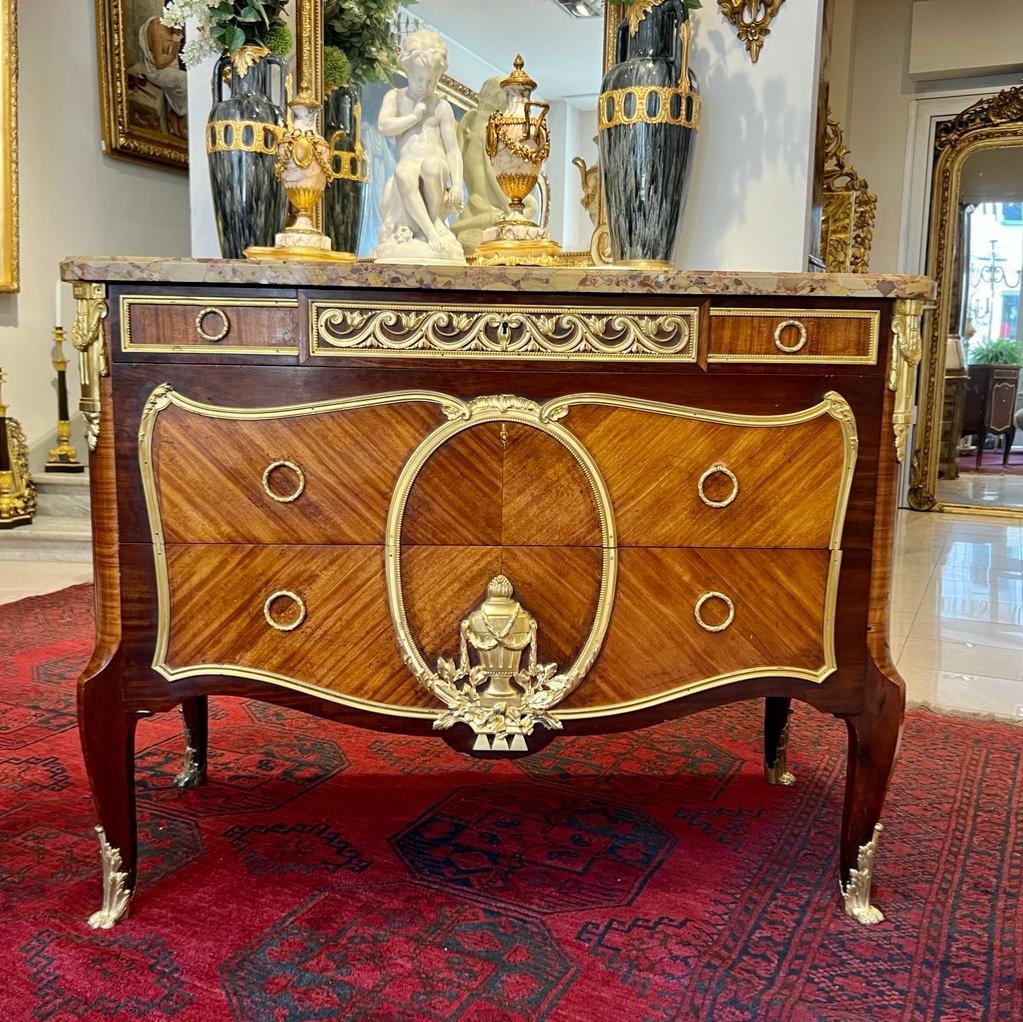 Commode Transition Of Ceremony Garnished With Bronzes And Marble Top XIX Ieme-photo-5