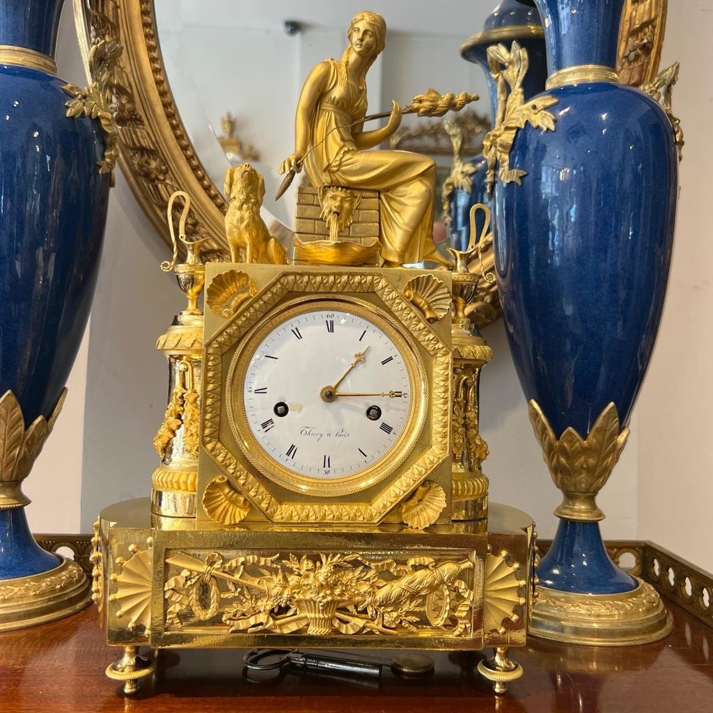 Pendule D’époque Empire En Bronze Doré D’époque Début XIX Ieme -photo-7