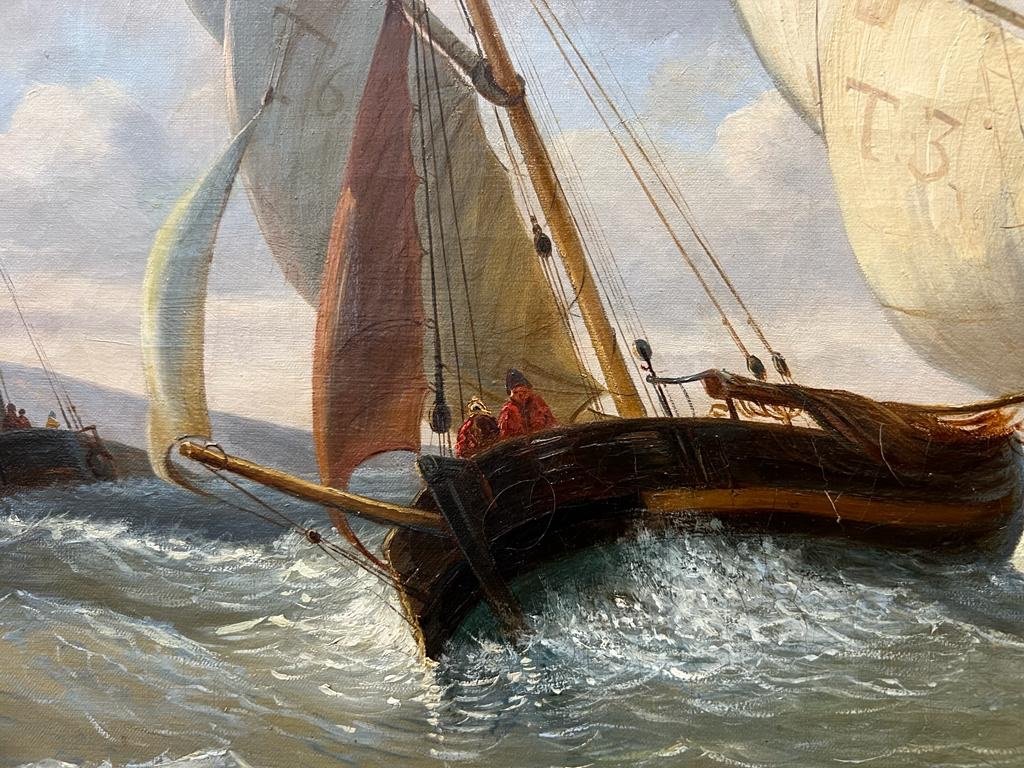 Marine Painting Oil On Canvas Kes Plasters Of Villerville Early XIX Ieme-photo-3