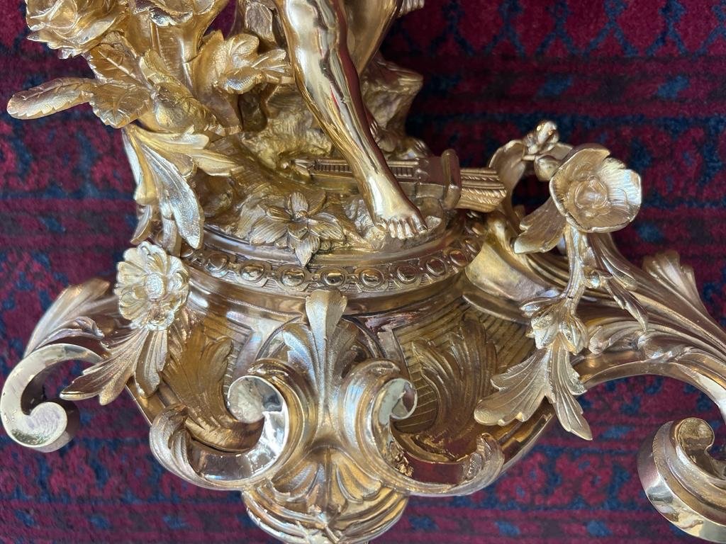 Pair Of Andirons With Putti In Gilt Bronze Napoleon Ili Period-photo-2