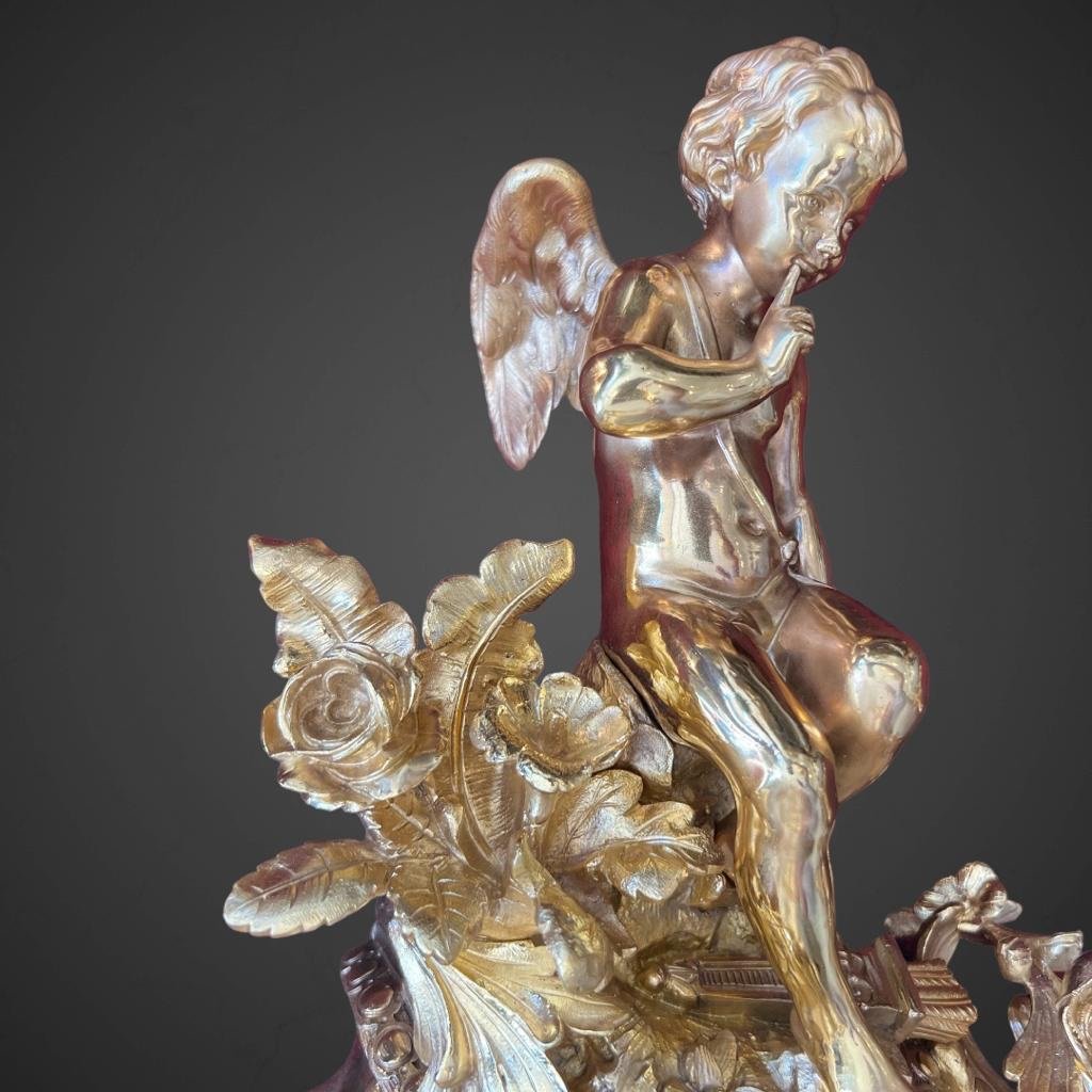 Pair Of Andirons With Putti In Gilt Bronze Napoleon Ili Period-photo-7