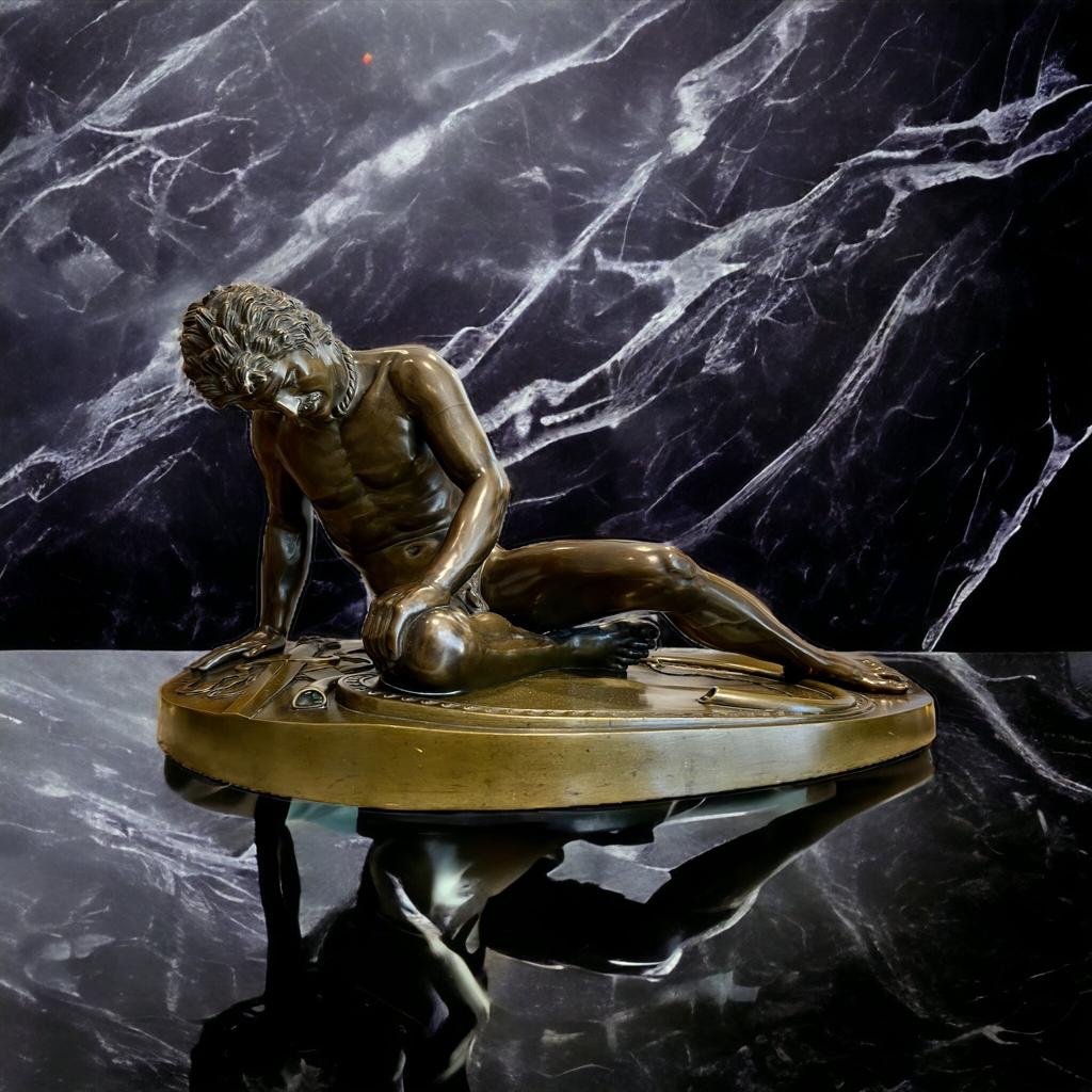 Bronze Patina Medal From Hopfgarten 1856 "the Dying Gaul" Signed And Dated-photo-3