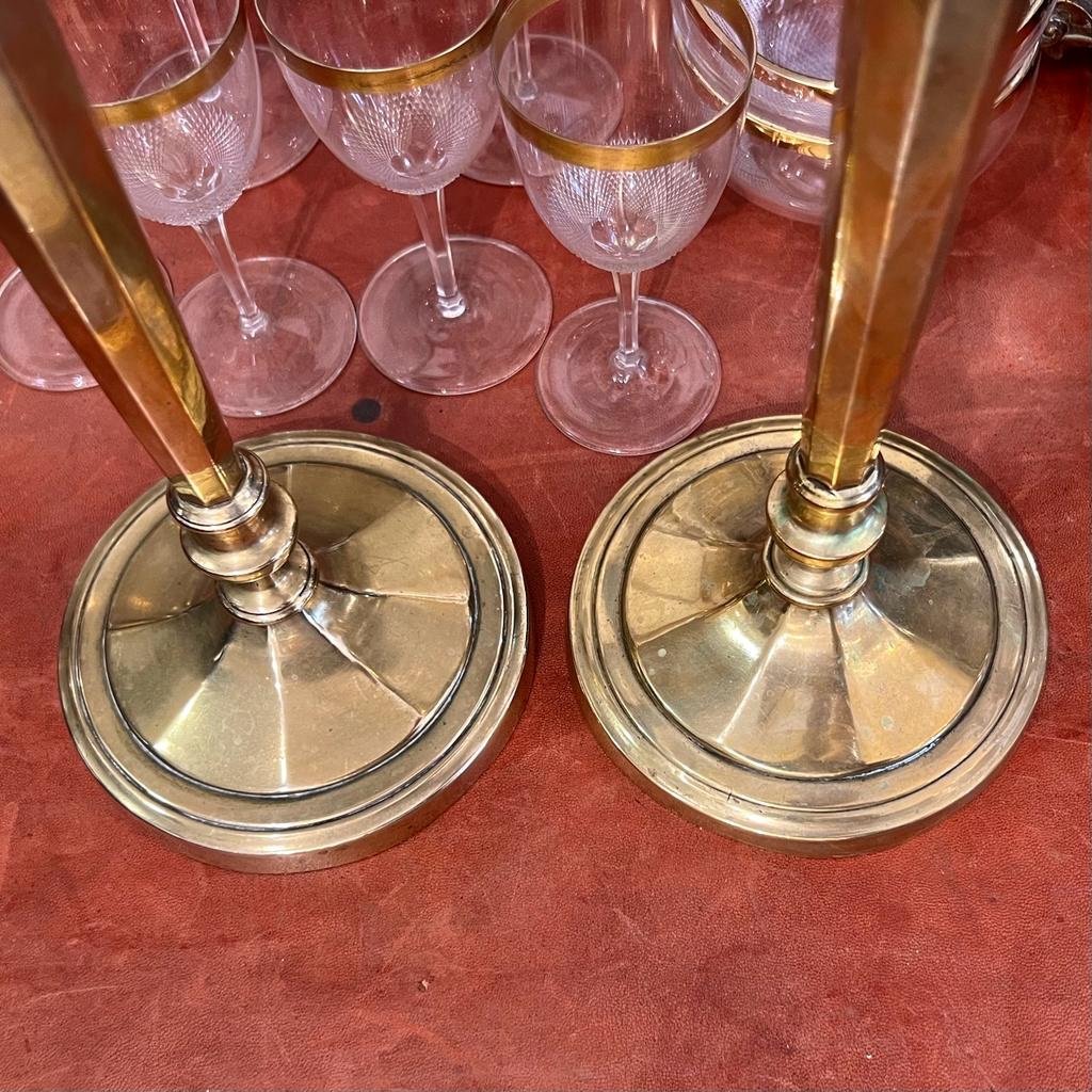 Pair Of Directoire Candlesticks Early XIX Ieme Mounted In Lamps-photo-3