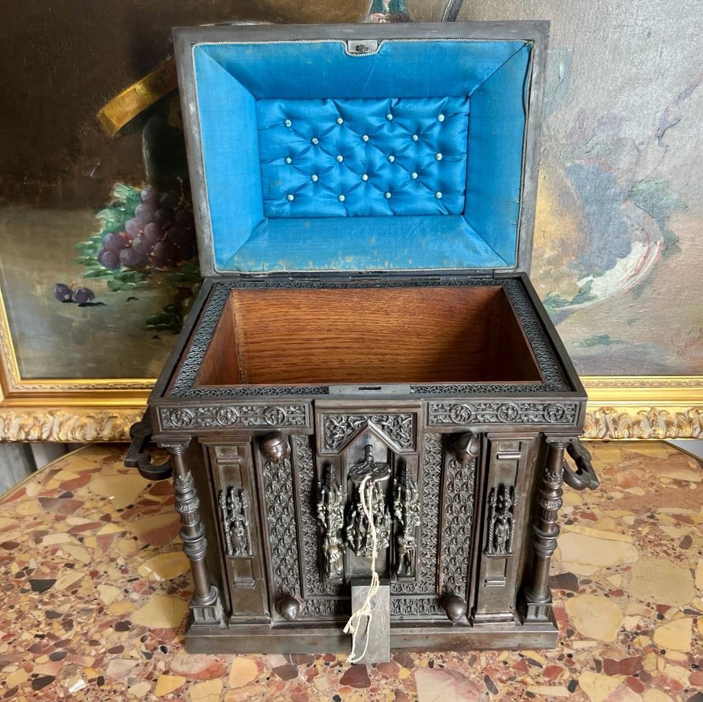 Bronze Jewelry Chest In Neo-gothic Style From The Napoleon III Period-photo-7