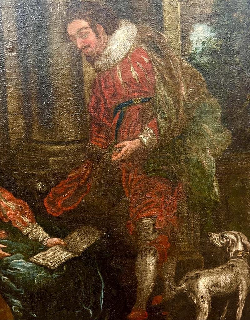 Tableau Huile Sur Toile Scène De Courtisanes D’époque Début XVIII Ieme -photo-2
