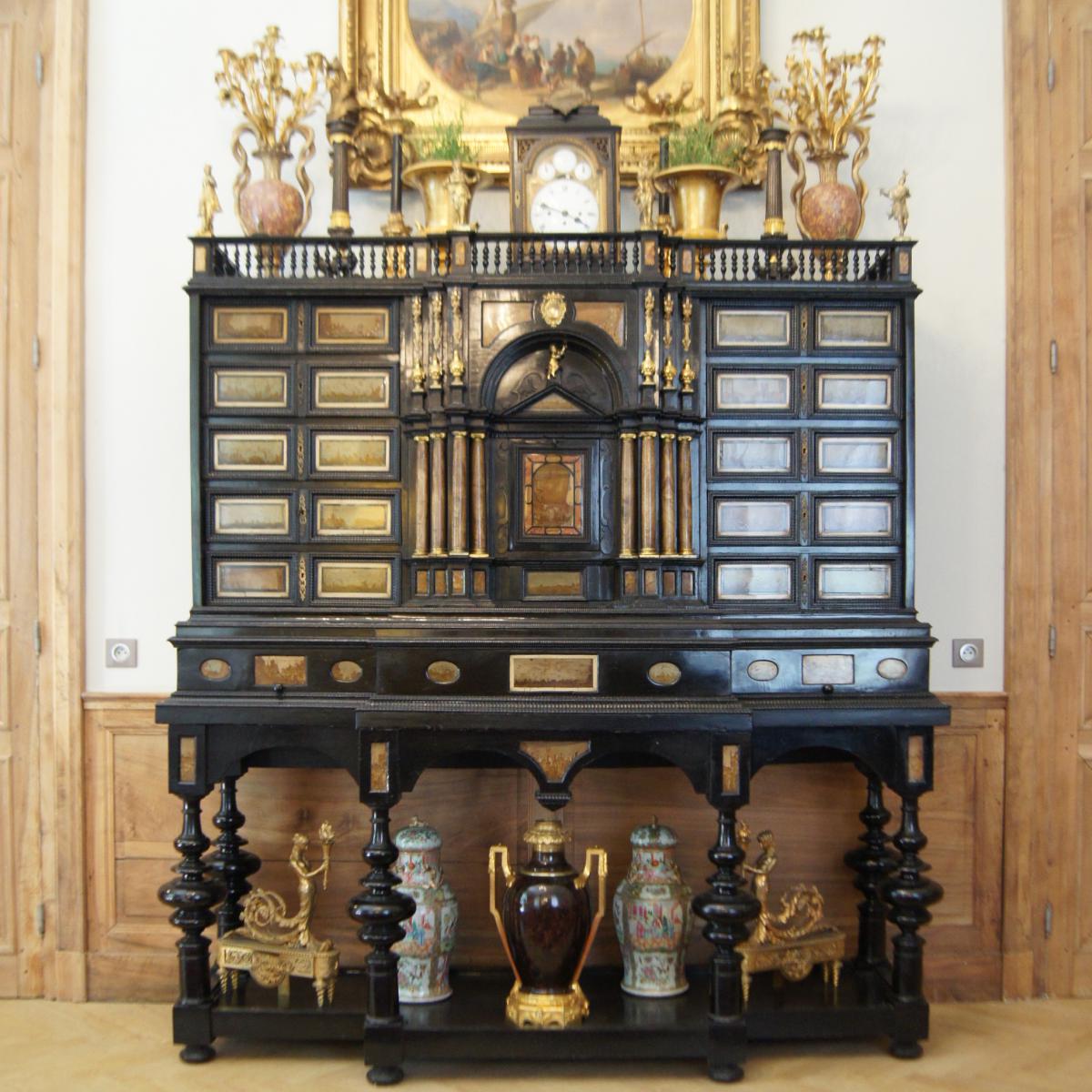 Milanese Cabinet Ebony And Paesina
