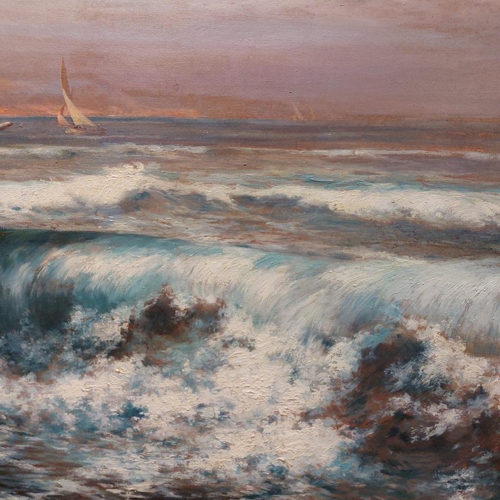 Large Marine Painting By Jules Izier (170 X 103) Late 19th Century-photo-3
