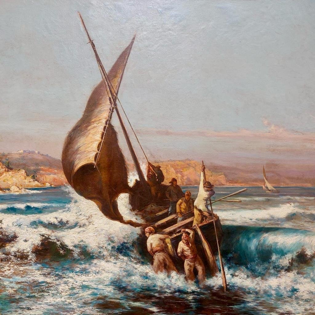 Large Marine Painting By Jules Izier (170 X 103) Late 19th Century-photo-4