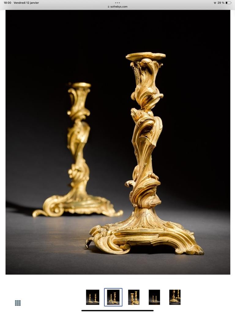 Pair Of Gilt Bronze Candlesticks From Messonnier, 19th Century-photo-2
