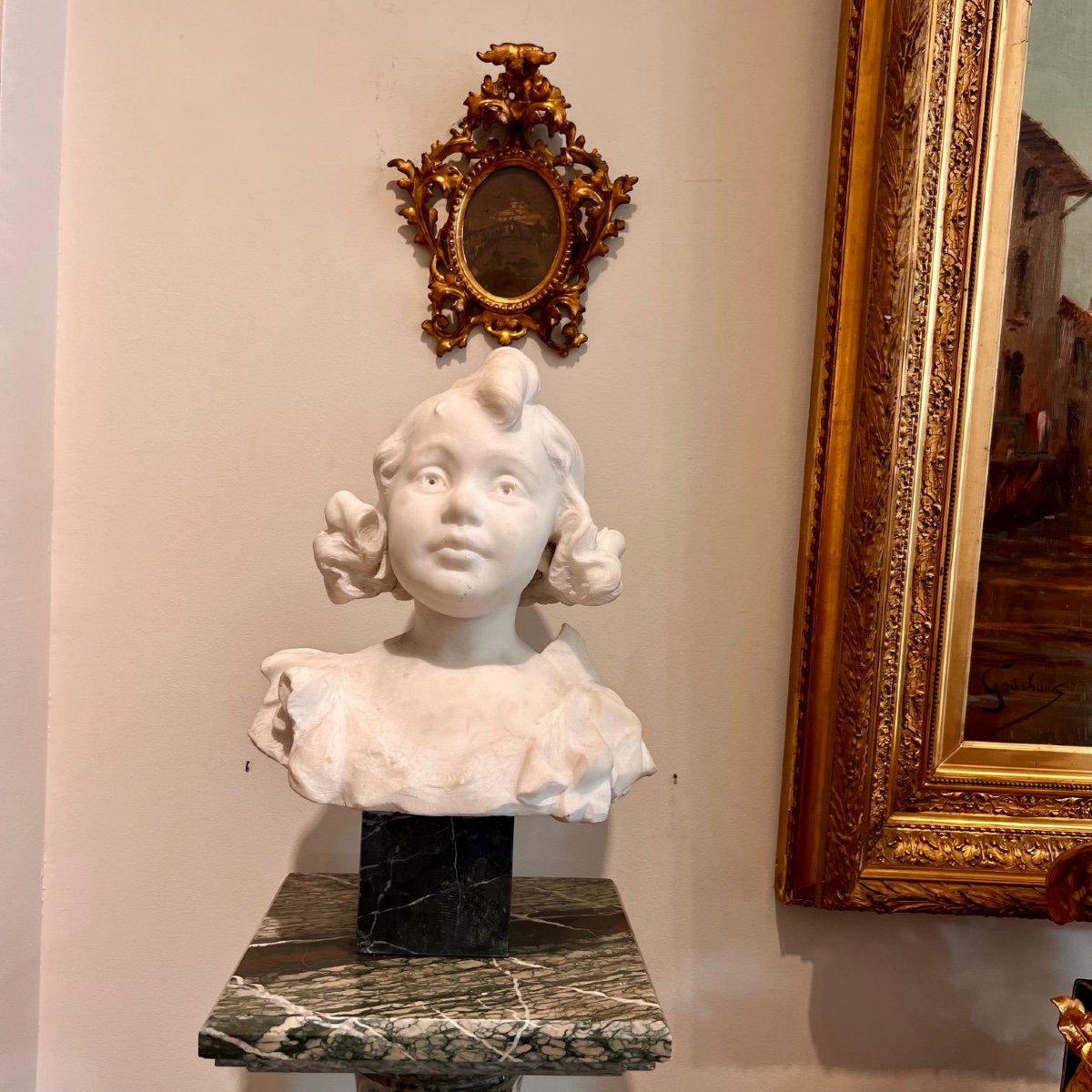 Buste de fillette  en marbre de Carrare  fin XIX ieme -photo-1