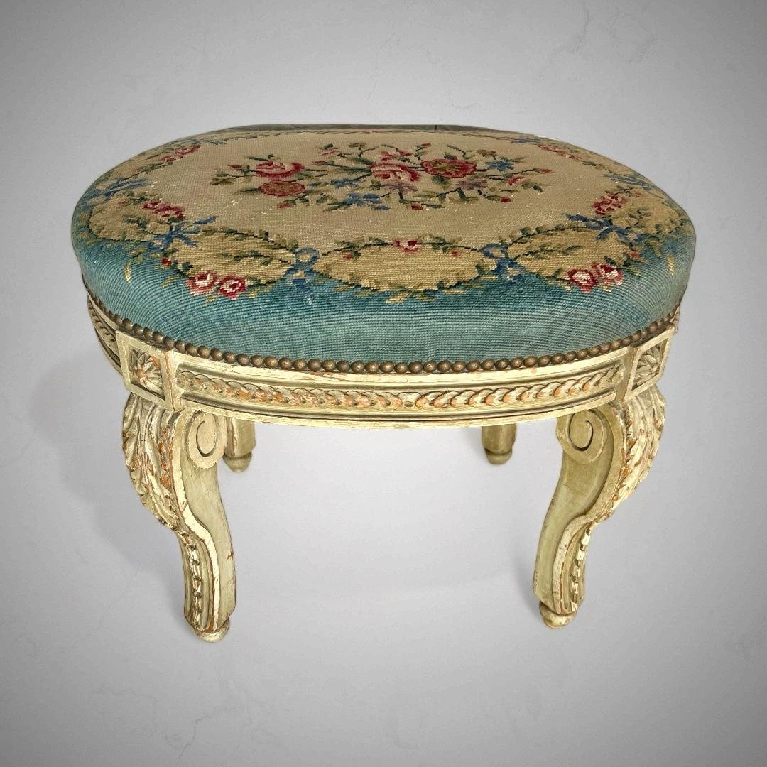 Lacquered Wood Stool From Transition Style And Napoleon Ili Period -photo-1
