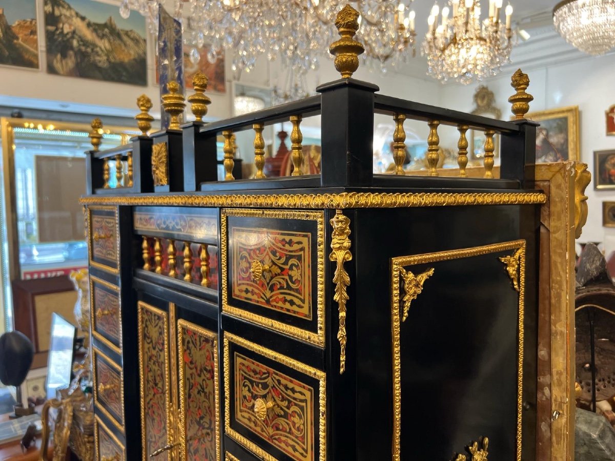 Napoleon Style Cabinet In Boulle Marquetry Period Early 20th Century -photo-3