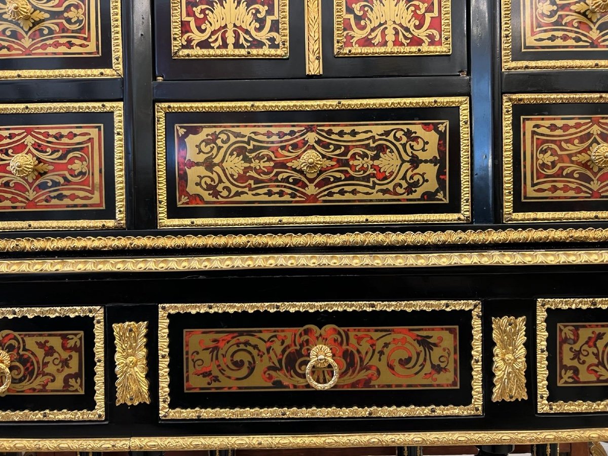 Napoleon Style Cabinet In Boulle Marquetry Period Early 20th Century -photo-5