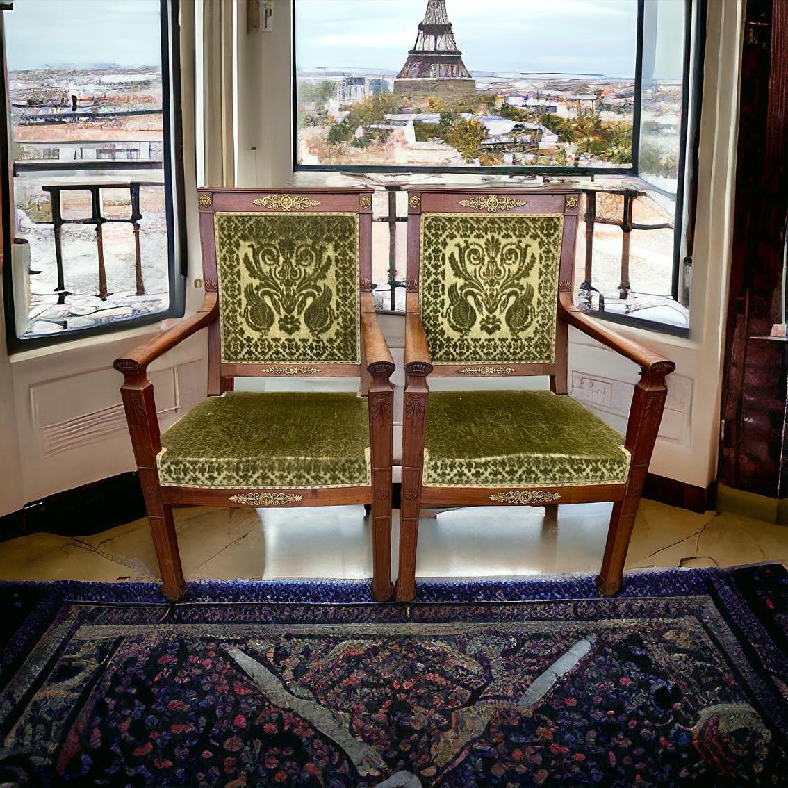 Paire De Fauteuils De style Directoire en acajou d’époque XIX ieme -photo-4