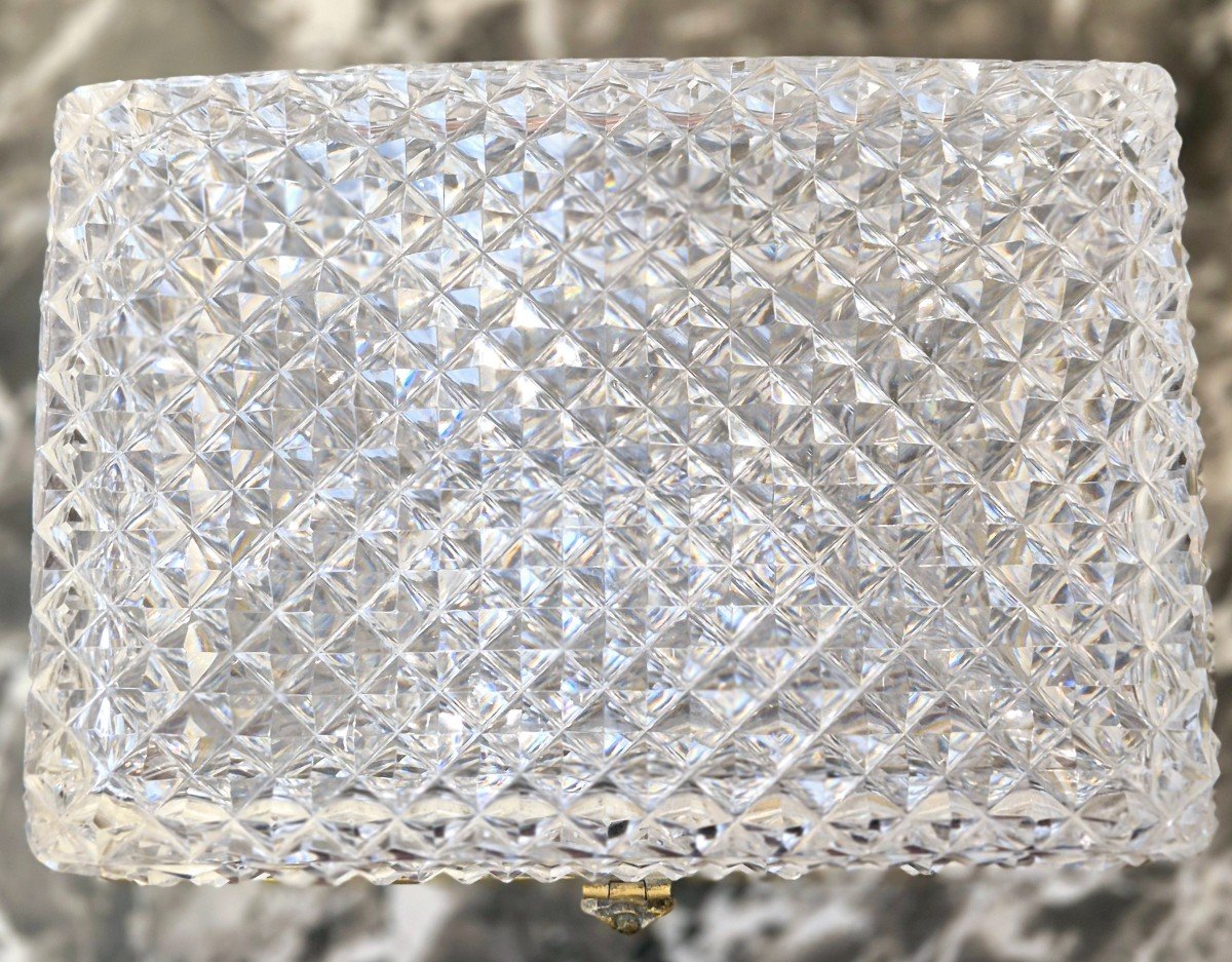 Large Cut Crystal Box With Gilt Bronze Mount, Charles X Period, Circa 1830-photo-3