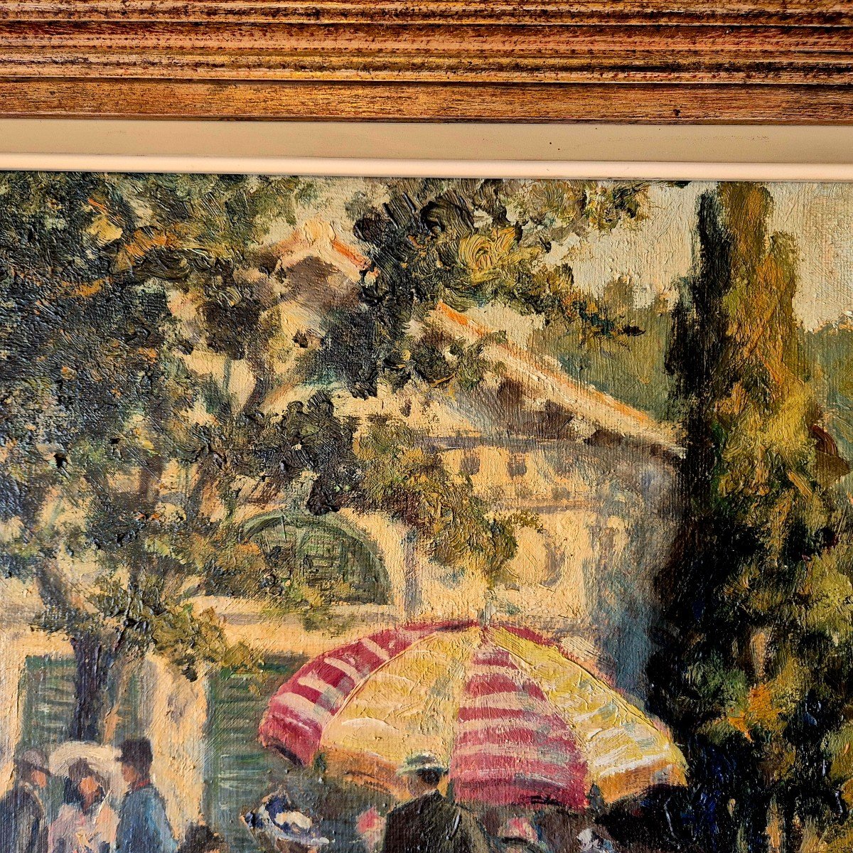 Le Parasol, Peinture Impressionniste, huile sur toile, Signée K.P, Début 20ème Siècle-photo-6