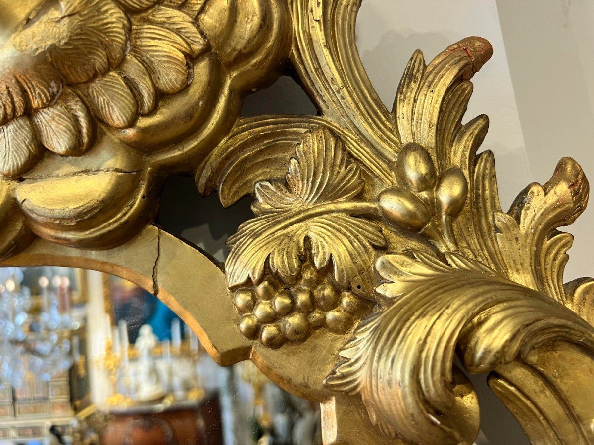 Gilded Wood Mirror With Putti, Italy, 19th Century -photo-5