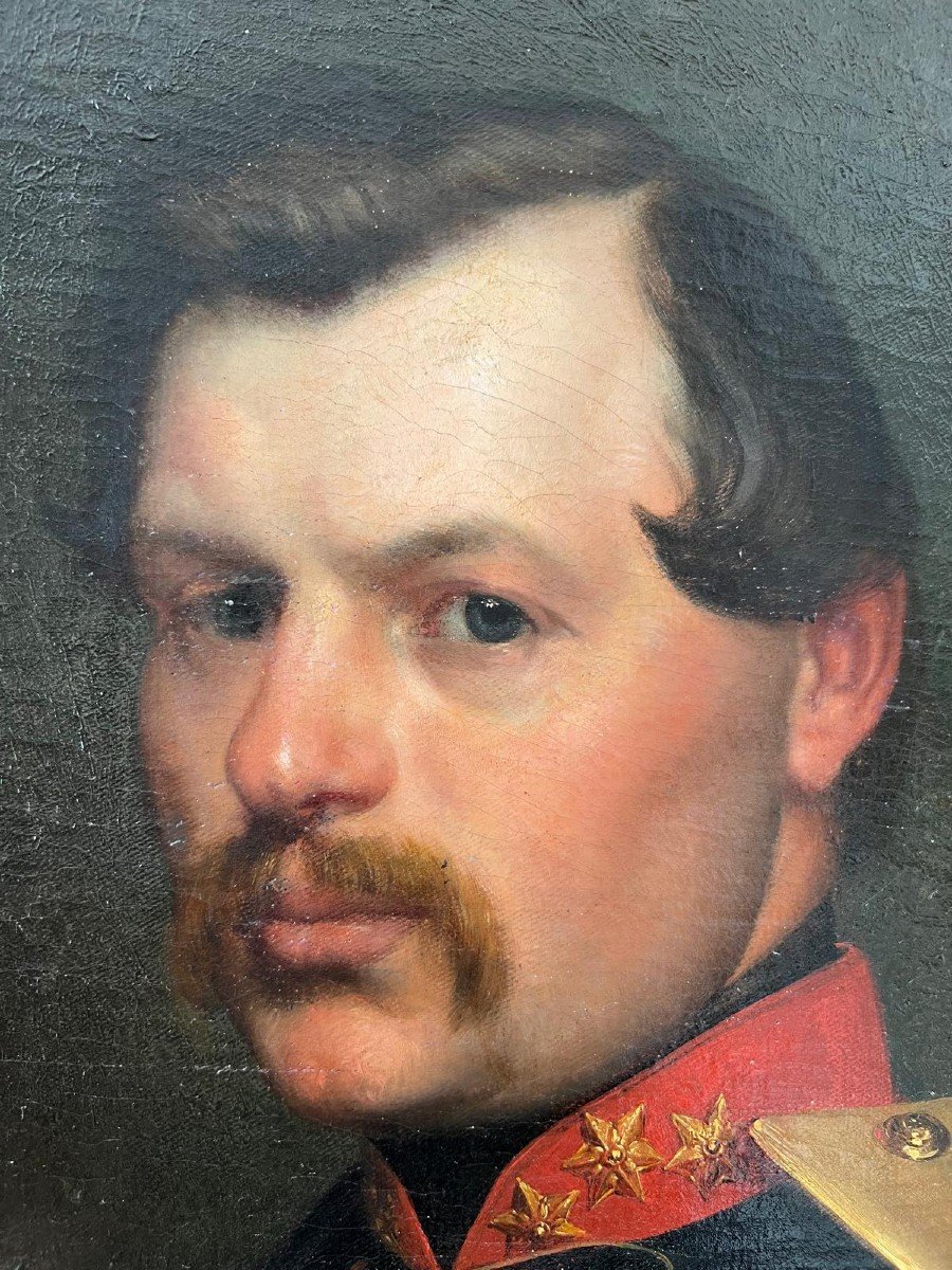 Portrait Of An Officer, Signed Willem Geets, Oil On Canvas, 1867, 19th Century-photo-1