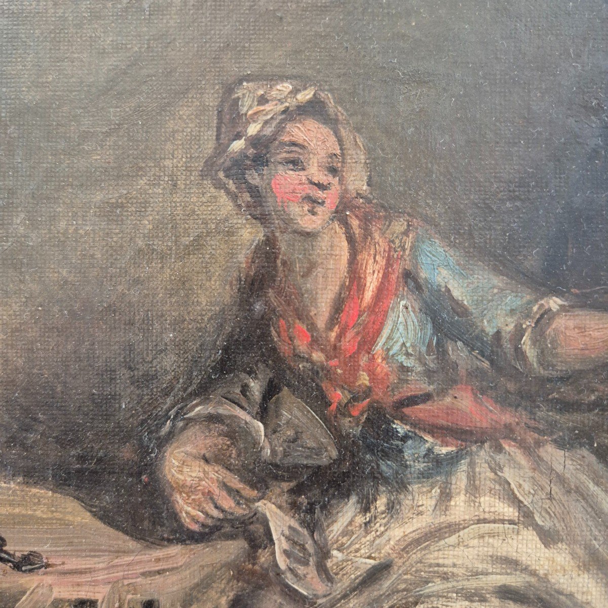 Everyday Scene Of Servants, Oil On Canvas, 19th Century-photo-4