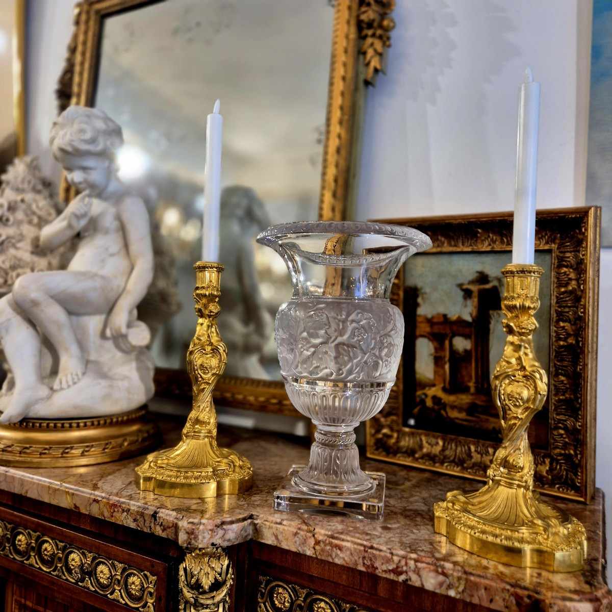 Versailles Vase By Lalique In Clear Crystal With Vine Leaf Motifs, Circa 1990-photo-2