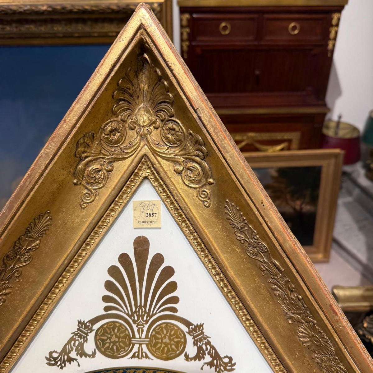 Baromètre à mercure en bois doré d'époque Charles X, France, Paris, circa 1820-photo-3