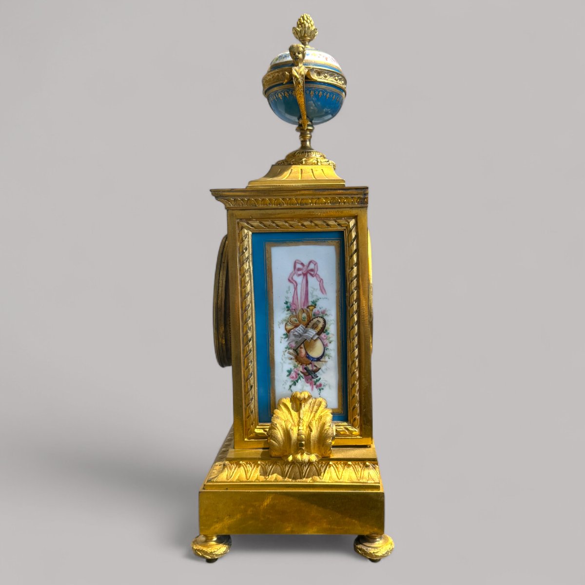 Louis XVI Style Porcelain And Gilt Bronze Mantel Clock, France, 19th Century-photo-1