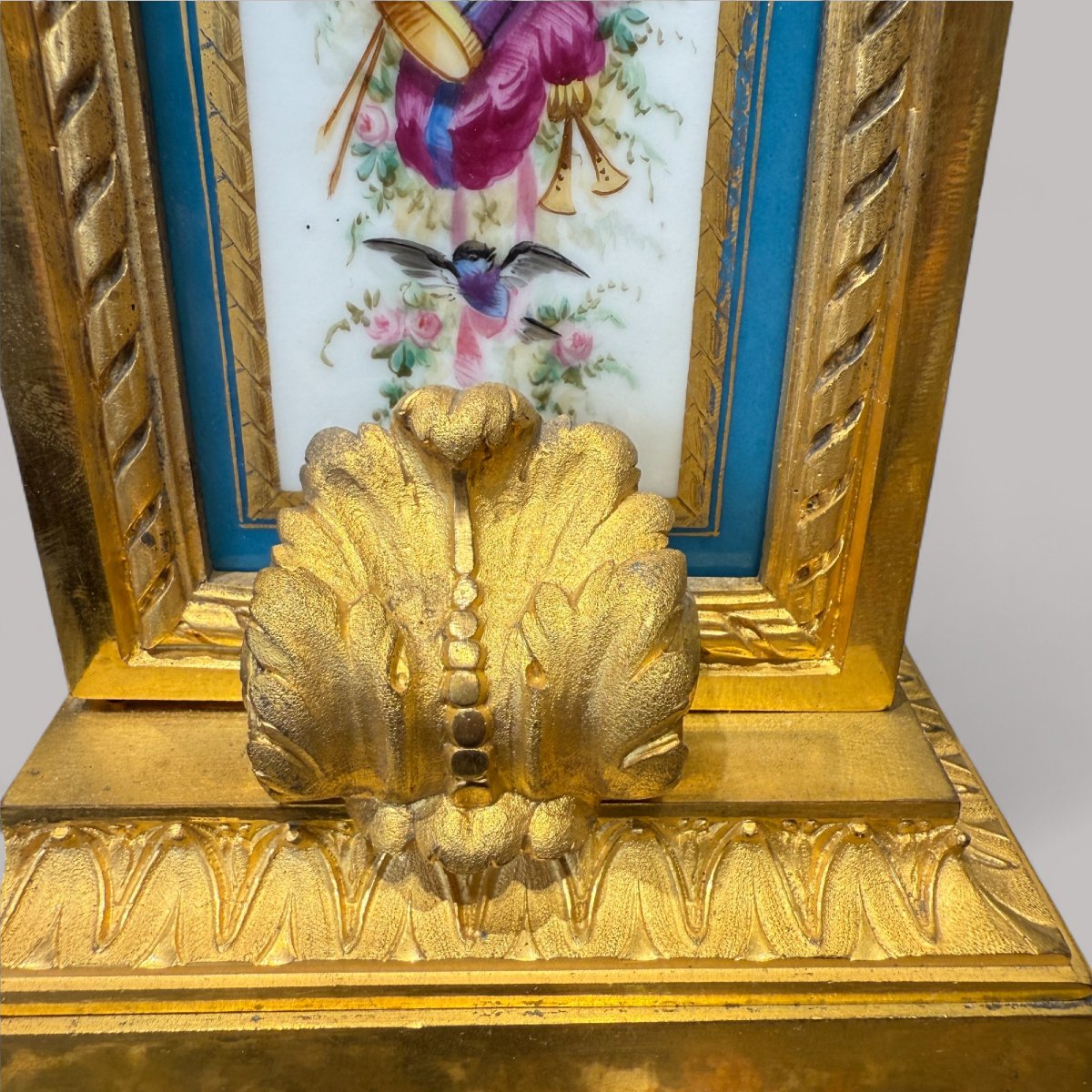 Louis XVI Style Porcelain And Gilt Bronze Mantel Clock, France, 19th Century-photo-4