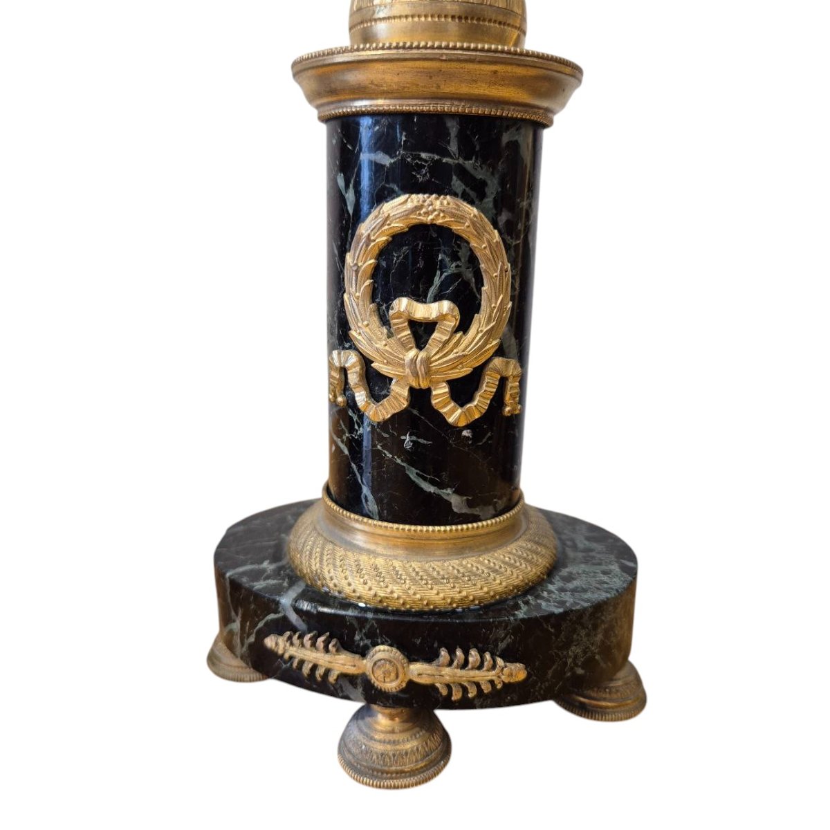 Pair Of Empire Period Marble And Gilt Bronze Victory Candelabras, C. 1800-photo-1