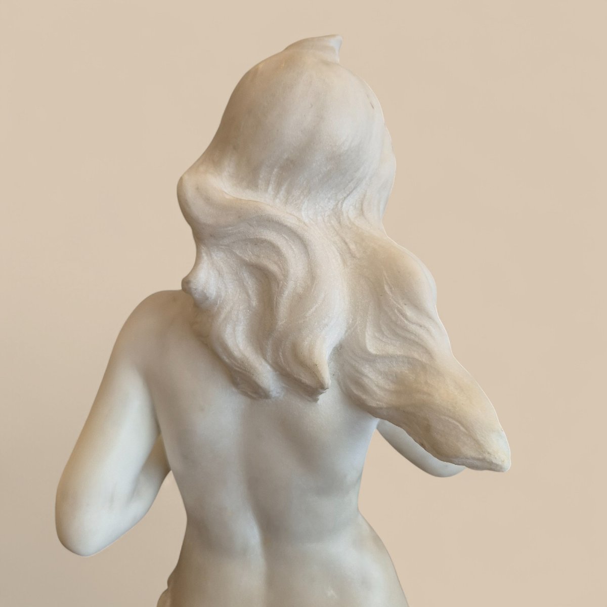 Statue en marbre de Carrare sur socle en marbre griotte de la déesse Chloris, XIXᵉ siècle-photo-6