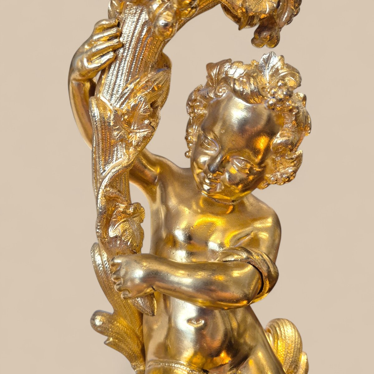 Grande garniture de cheminée en bronze doré rocaille – France, XIXe siècle-photo-1