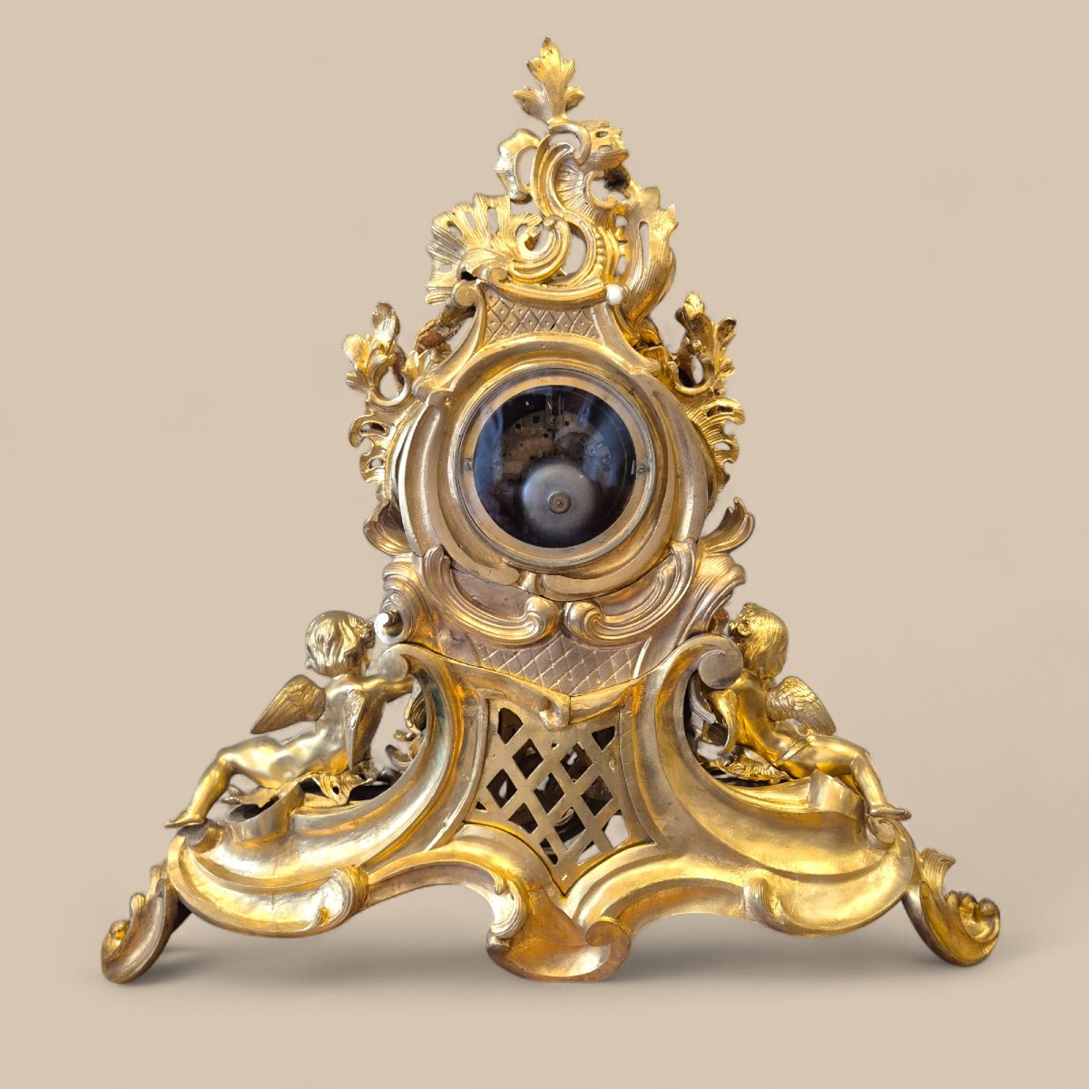 Grande garniture de cheminée en bronze doré rocaille – France, XIXe siècle-photo-4