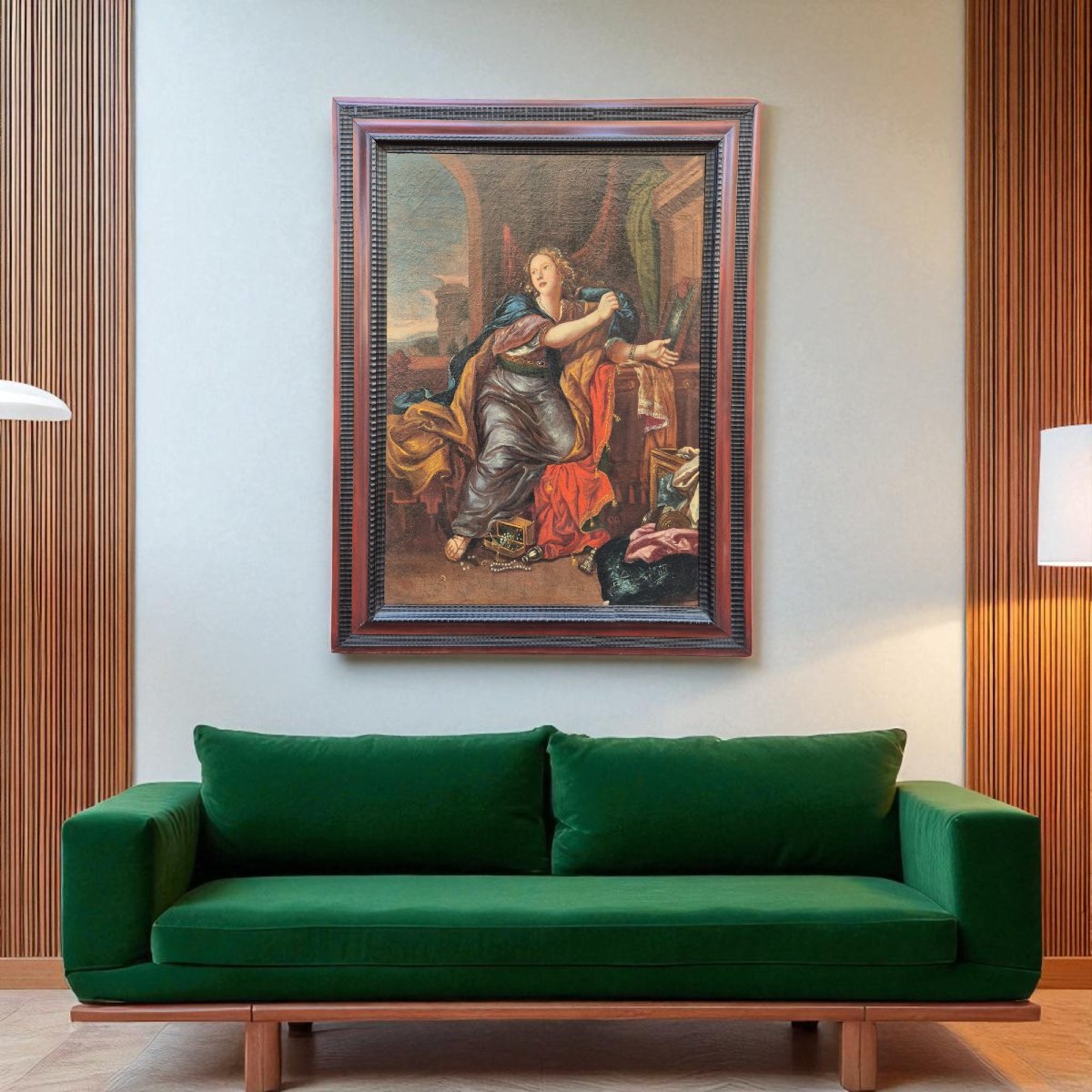 Sainte Marie-Madeleine renonçant aux vanités du monde, d’d’après Charles Le Brun, 18ème siècle-photo-4