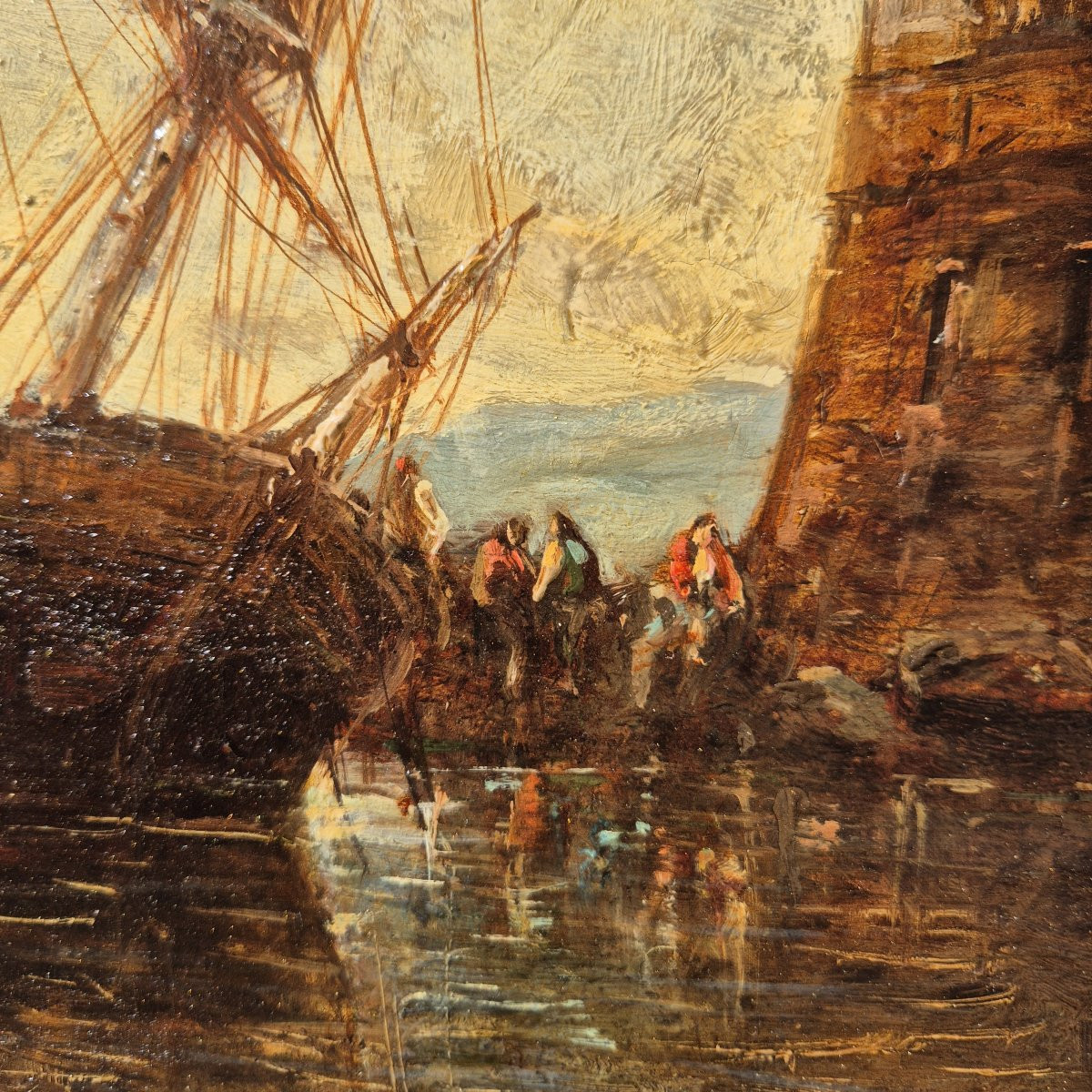 Marine - huile sur panneau en bois – Joseph Guichard (1806-1880), XIXe siècle-photo-4
