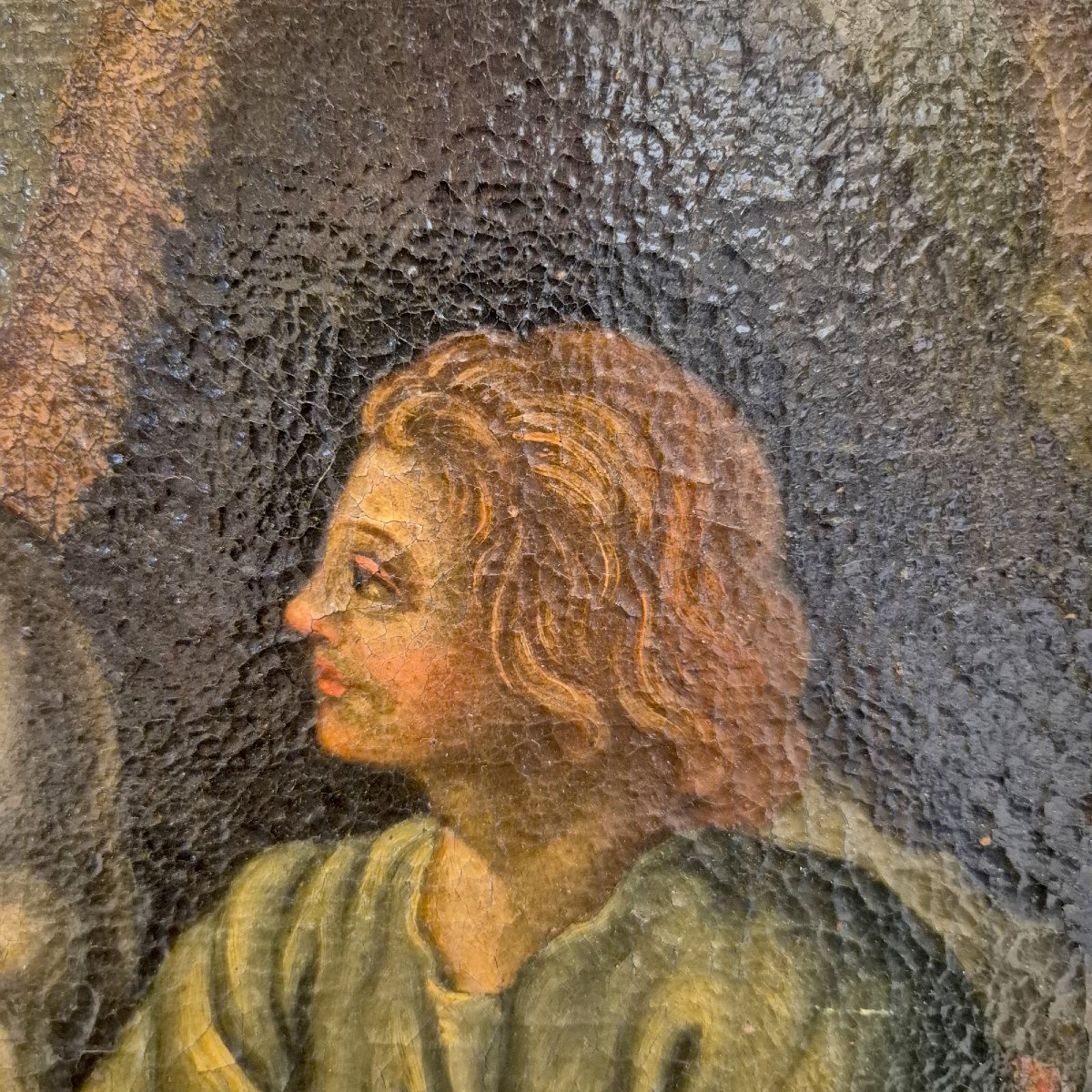 The Archangel Raphael And Tobias, 17th Century School, Oil Painting On Canvas-photo-1