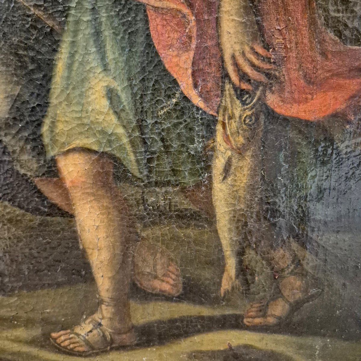 The Archangel Raphael And Tobias, 17th Century School, Oil Painting On Canvas-photo-4