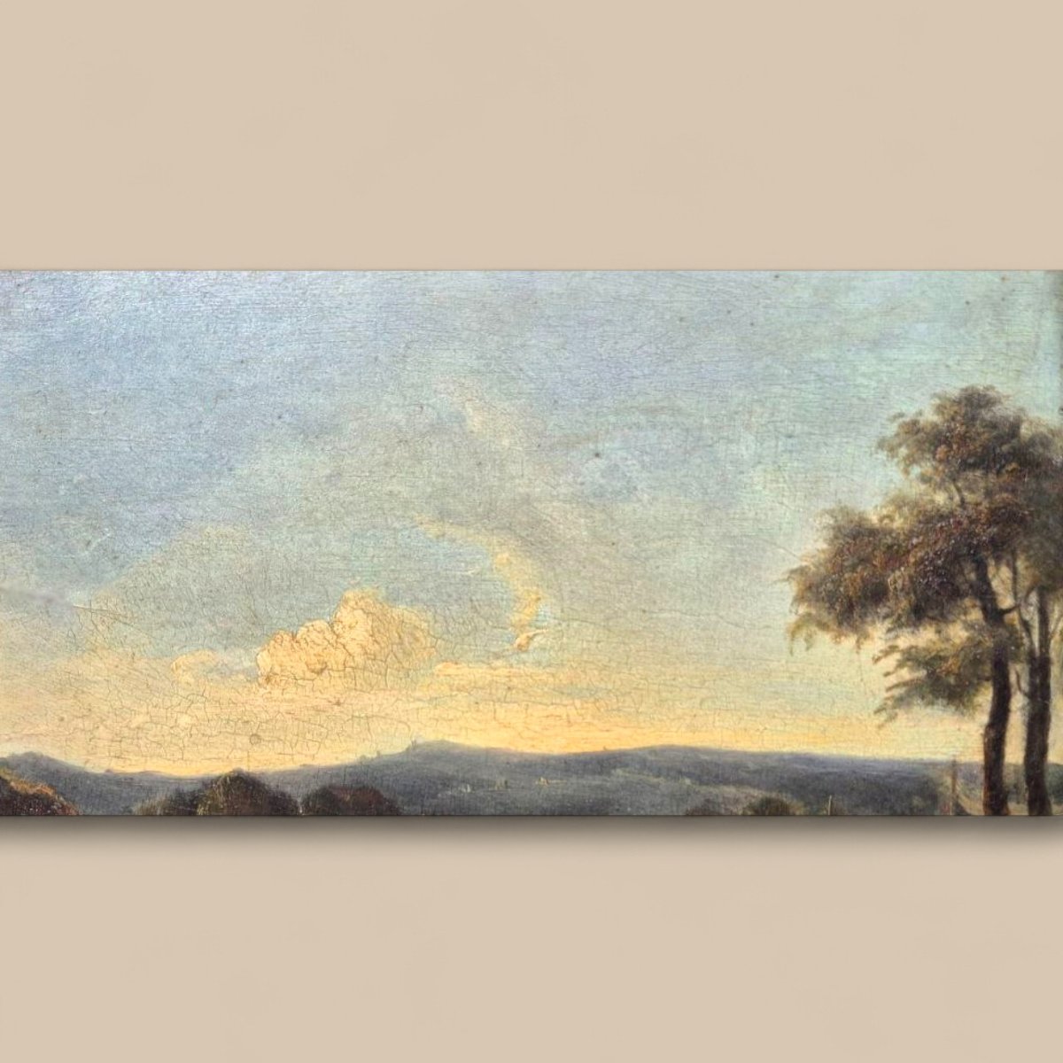 Small Genre Painting – Meeting Of A Noble Couple, 19th Century, Oil On Wood-photo-4