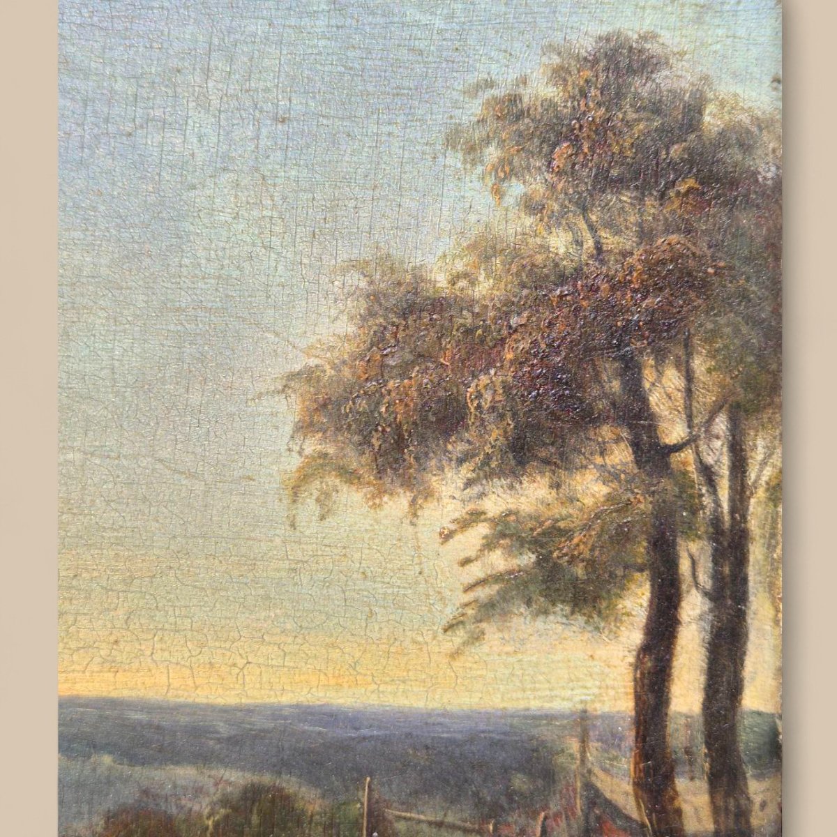 Small Genre Painting – Meeting Of A Noble Couple, 19th Century, Oil On Wood-photo-4