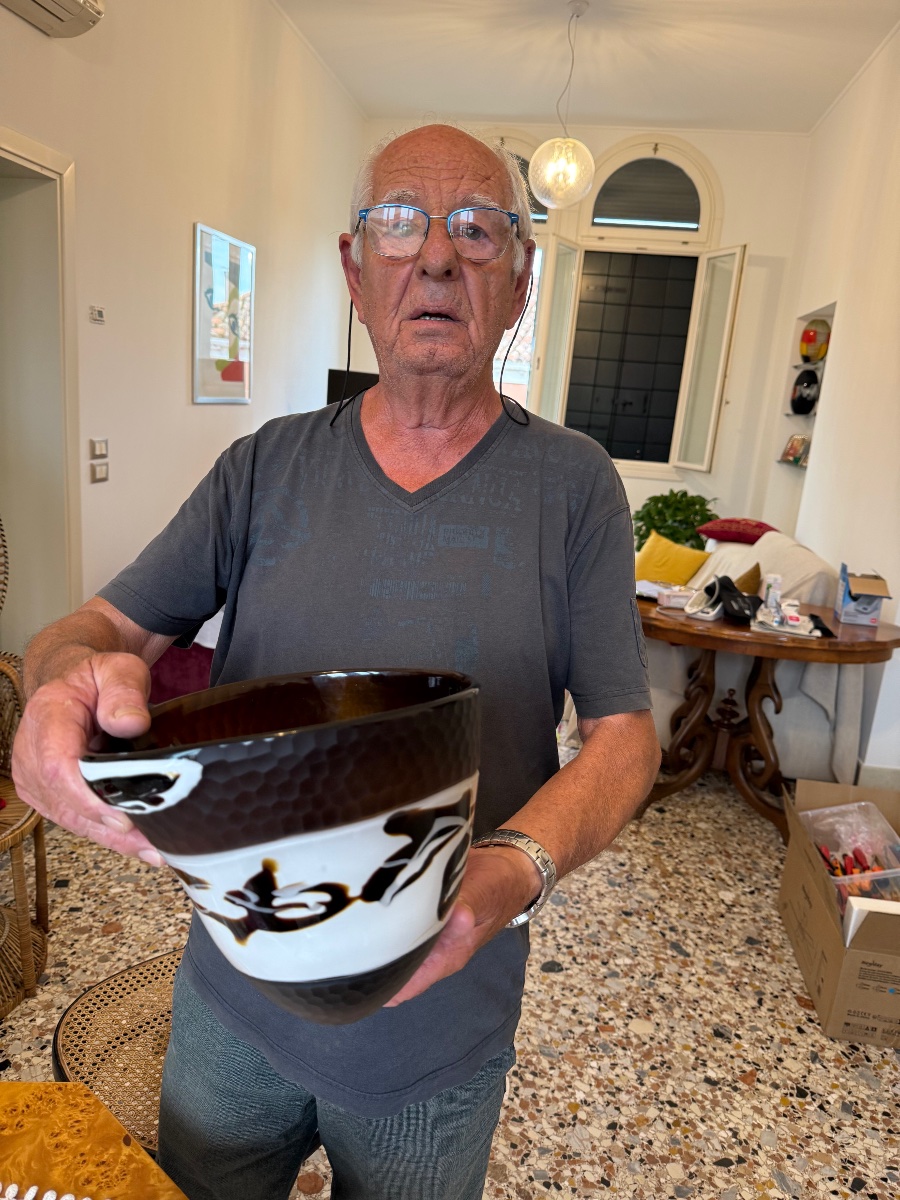 Coupe en verre soufflé de Murano par Franco Moretti, années 1980-photo-3