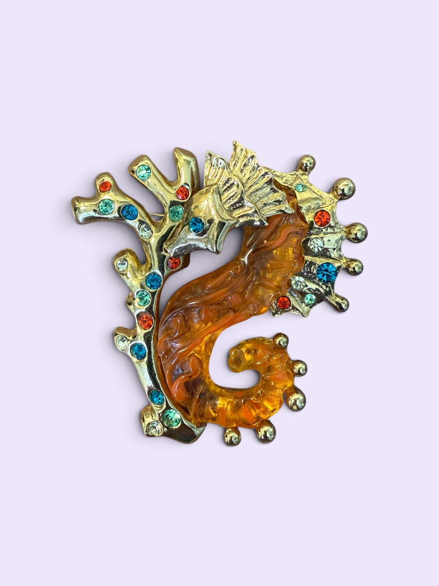 Christian Lacroix Vintage Seahorse Brooch 