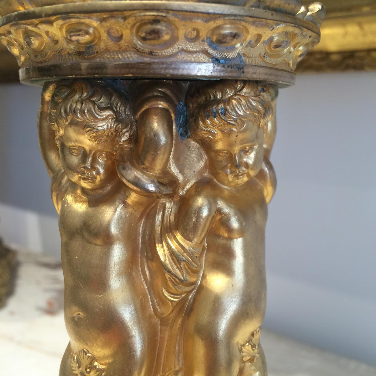 Pair Of Big Chandeliers Decoration Farandole Aux Puttis Restoration Period-photo-4