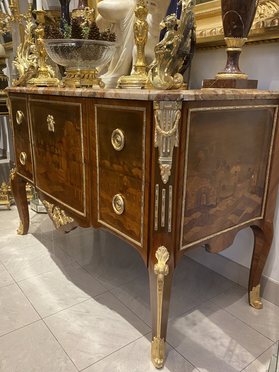 Commode De Style Transition En Marqueterie D époque Début XX Ieme -photo-1