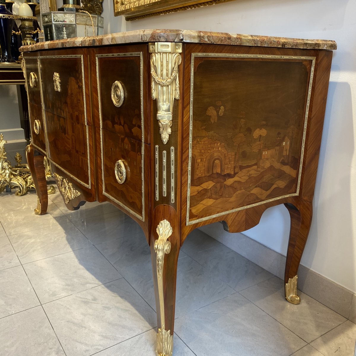 Commode De Style Transition En Marqueterie D époque Début XX Ieme -photo-7