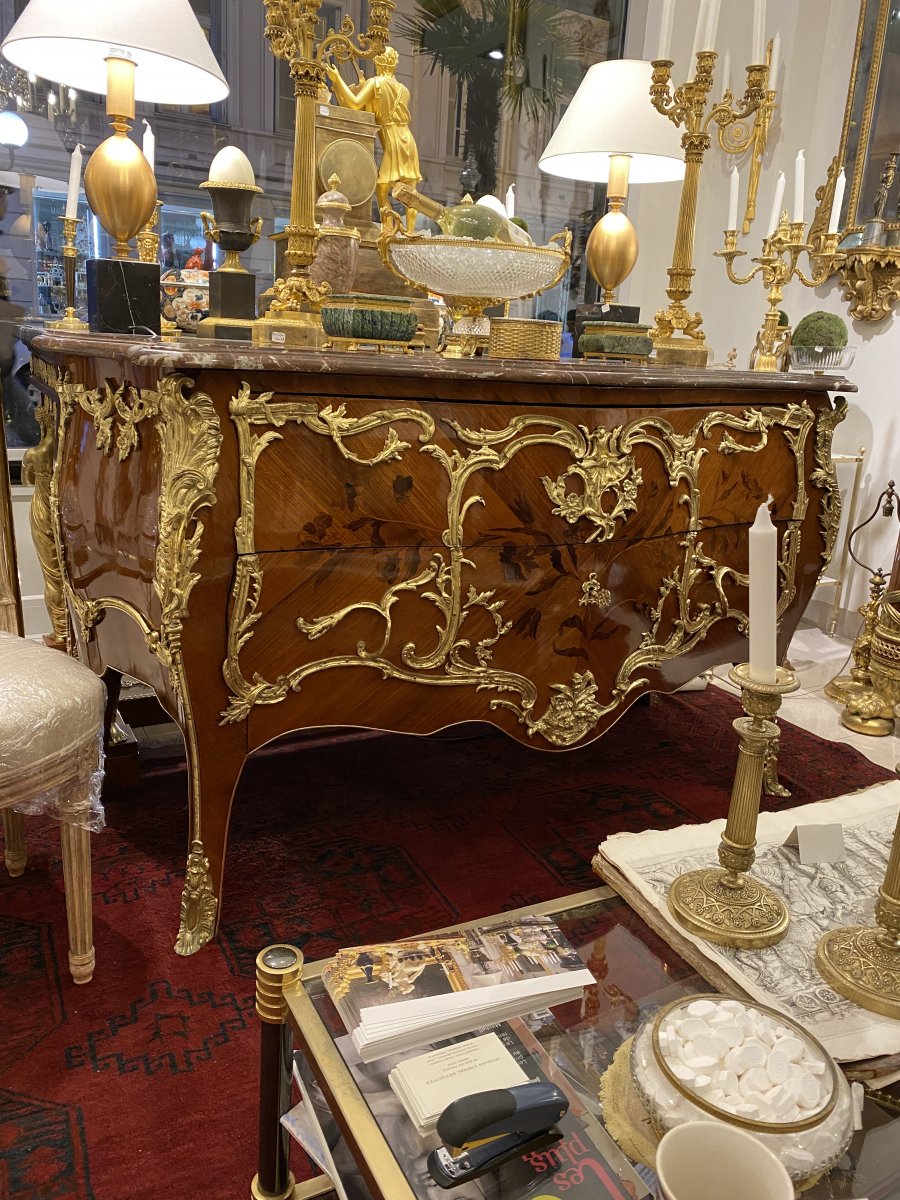 Grande Commode D’apparat De Style Louis XV Et D époque Fin XIX Ieme -photo-7