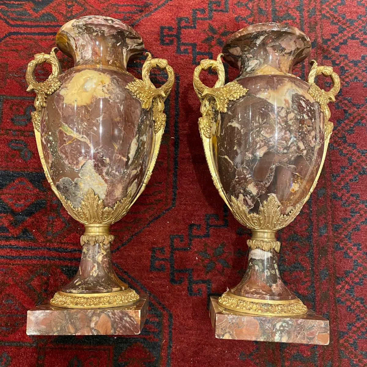 Paire De Cassolettes En Marbre Et Bronze Doré D’époque Napoléon III -photo-4