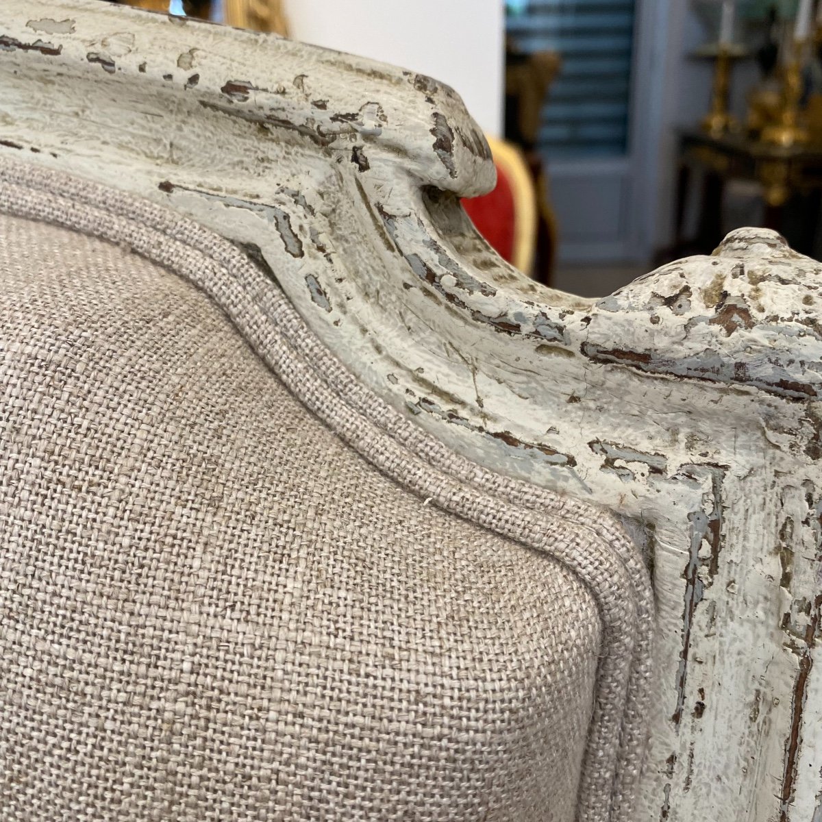 Paire De Bergeres En Bois Laqué De Style Louis XVI Et D’époque Napoléon III -photo-3