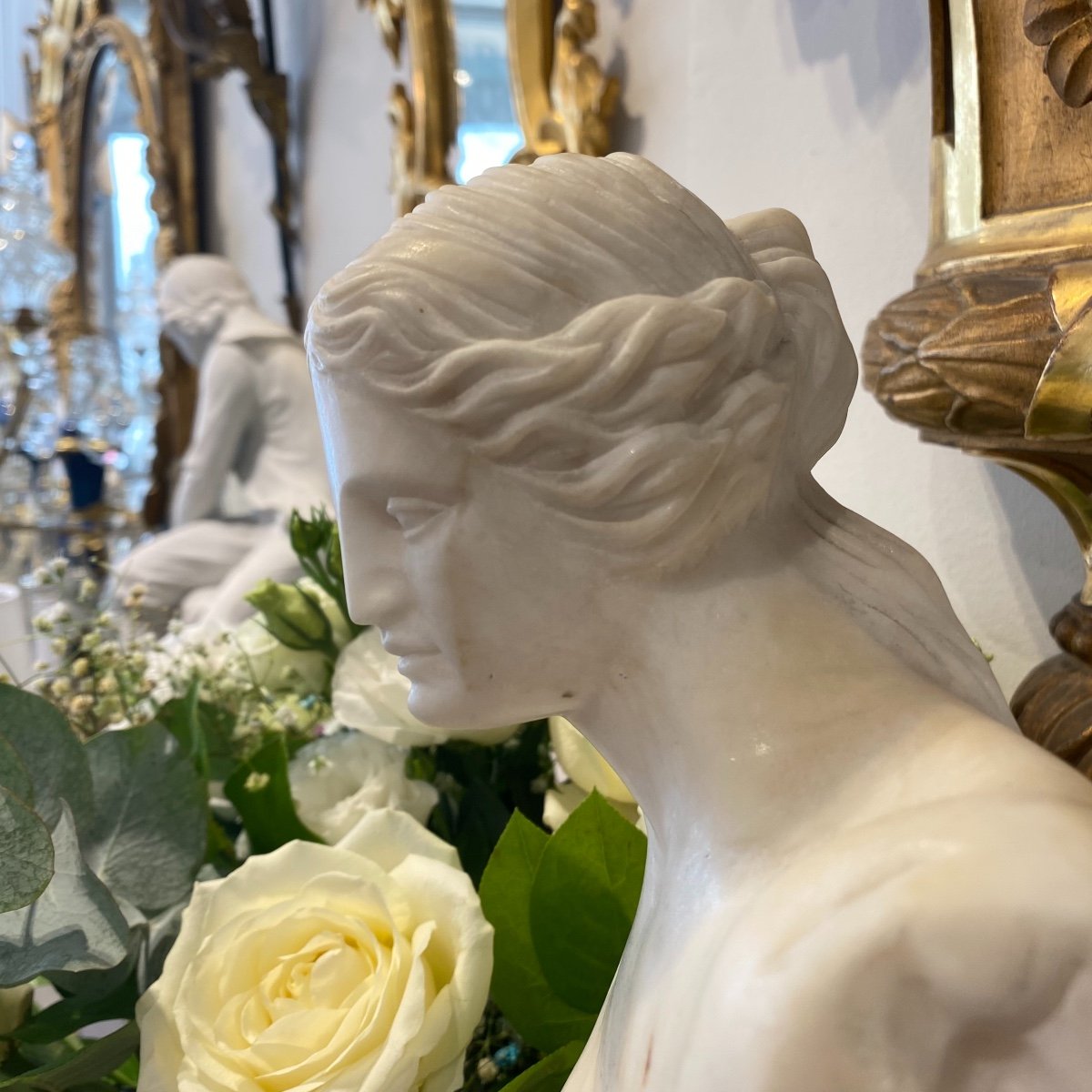 Sculpture De La Venus De Milo En Marbre De Carrare Et Marbre Veiné Fin XIX Ieme -photo-1