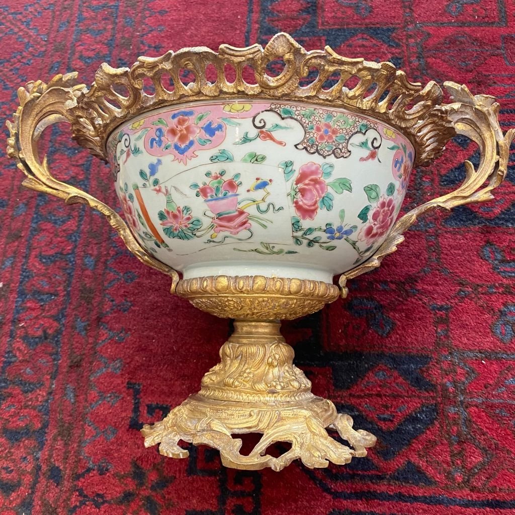 Porcelain Cup From China Famille Rose Porcelain From China Gilt Bronze XIX Ieme-photo-4